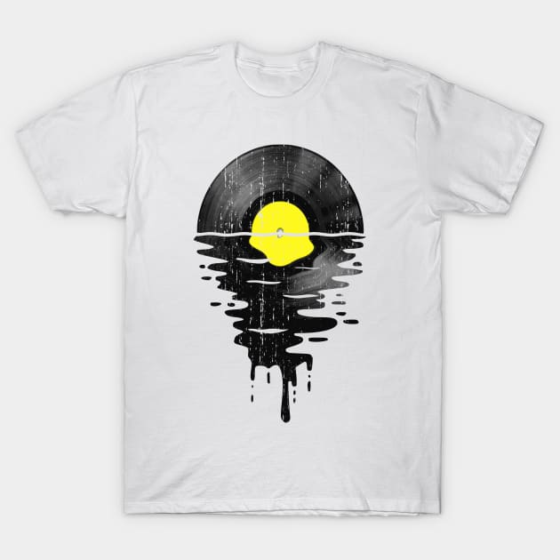 Cool Music Vinyl Retro Vintage Yellow T-Shirt by Nerd_art